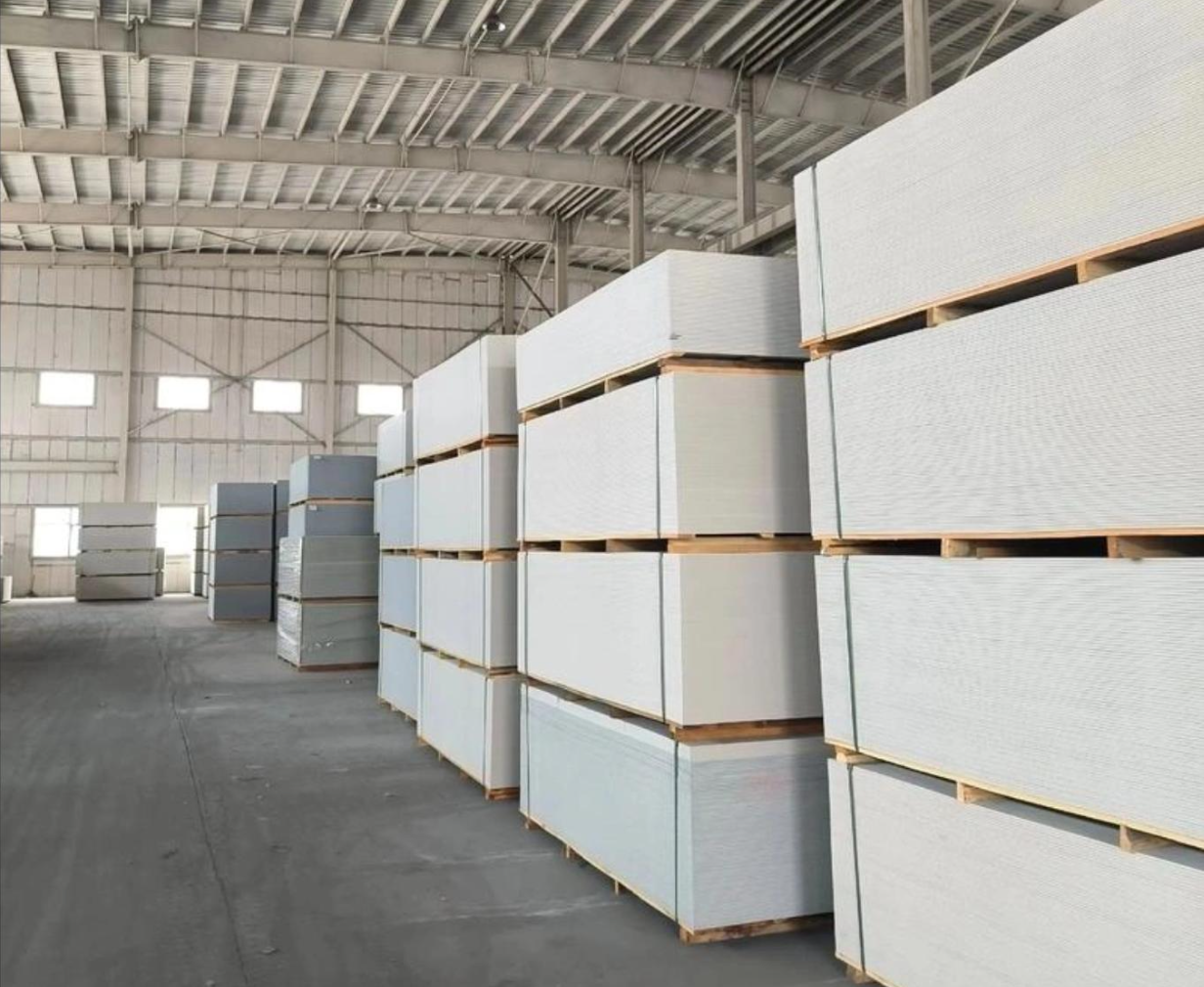 Fibre cement boards stored in warehouse